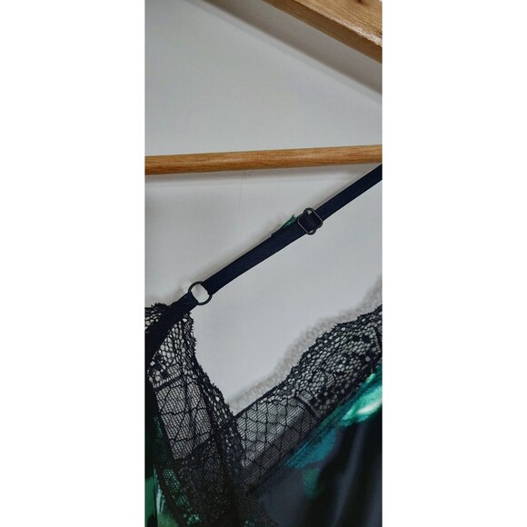 Worthington Women's Size Medium Floral Slip Dress Floral Print Black Teal Satin - Picture 7 of 14